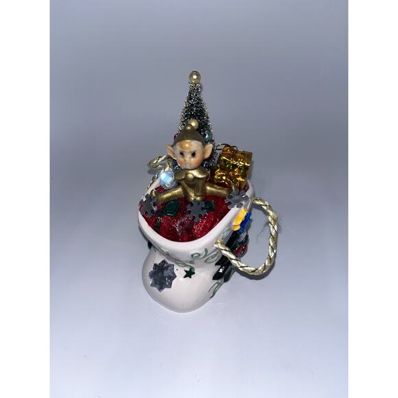Vintage Ceramic Christmas Elf Pixie Spreading a little holiday Pixie Dust ! OOAK - Picture 4 of 16